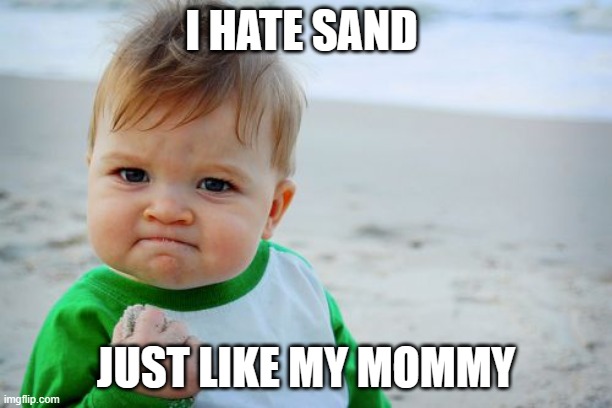 Success Kid Original | I HATE SAND; JUST LIKE MY MOMMY | image tagged in memes,success kid original | made w/ Imgflip meme maker