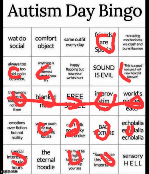 nevermind, found a better board | image tagged in autism bingo | made w/ Imgflip meme maker