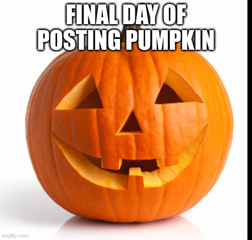 The final day of pumpkin | FINAL DAY OF POSTING PUMPKIN | image tagged in pumkin | made w/ Imgflip meme maker