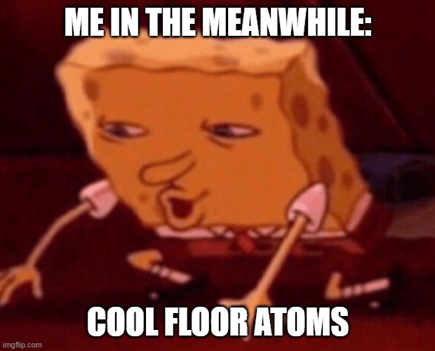 spongebob looking at floor | ME IN THE MEANWHILE: COOL FLOOR ATOMS | image tagged in spongebob looking at floor | made w/ Imgflip meme maker