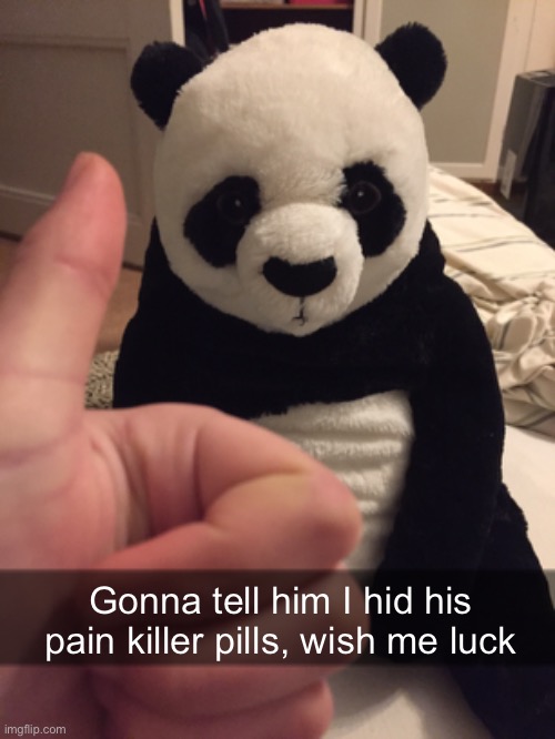Gonna tell him I hid his pain killer pills, wish me luck | made w/ Imgflip meme maker