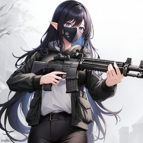 i gave her a gun cause why not | image tagged in ai art,stable diffusion | made w/ Imgflip meme maker