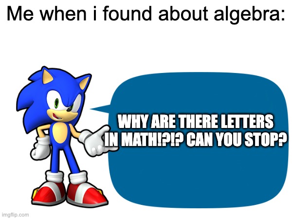 Me when i found about algebra:; WHY ARE THERE LETTERS IN MATH!?!? CAN YOU STOP? | made w/ Imgflip meme maker