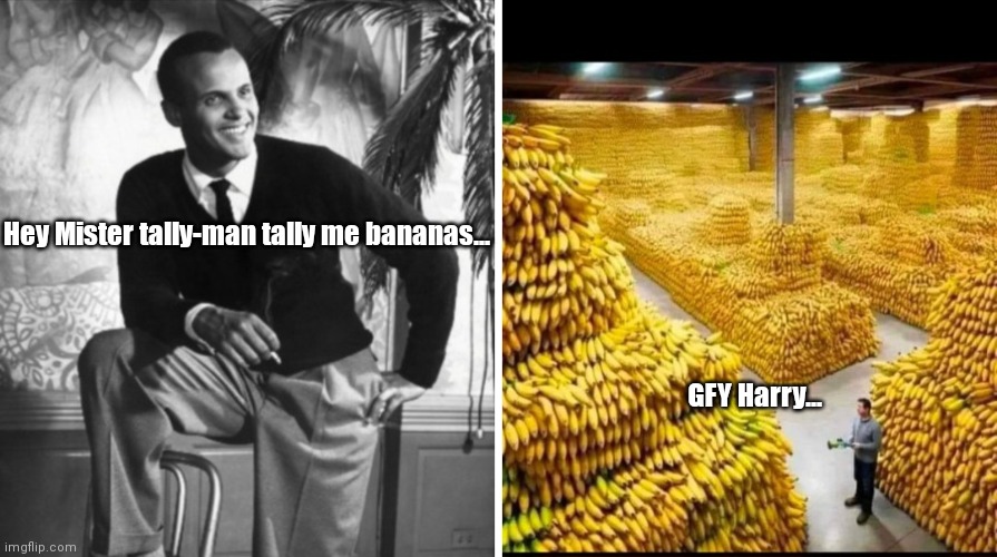 Day-O | Hey Mister tally-man tally me bananas... GFY Harry... | image tagged in funny | made w/ Imgflip meme maker