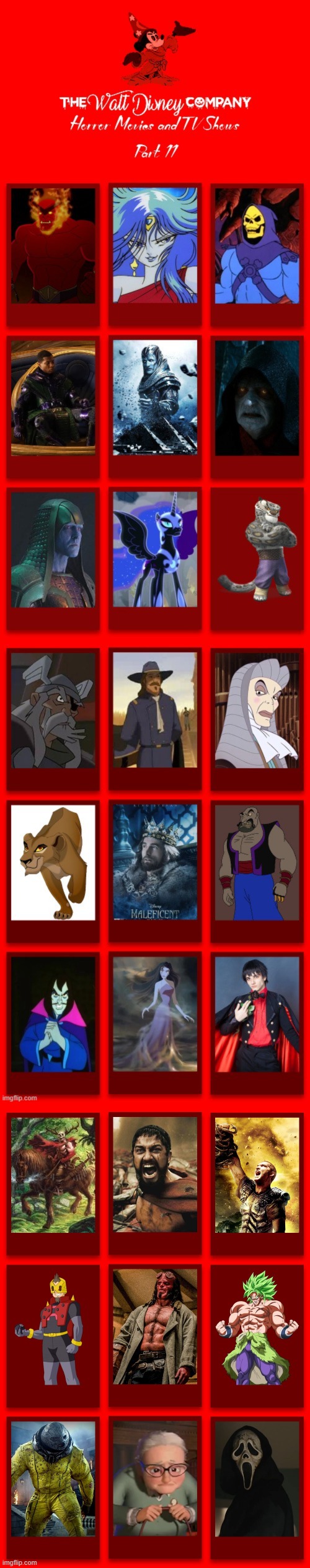 The Walt Disney Company Horror Movies and TV Shows Villains 11 Blank Meme Template