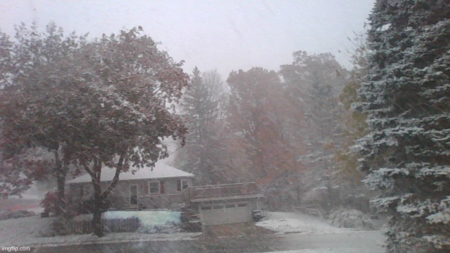 heck nahh man snow on halloween? it happened to me | image tagged in snow,halloween | made w/ Imgflip meme maker