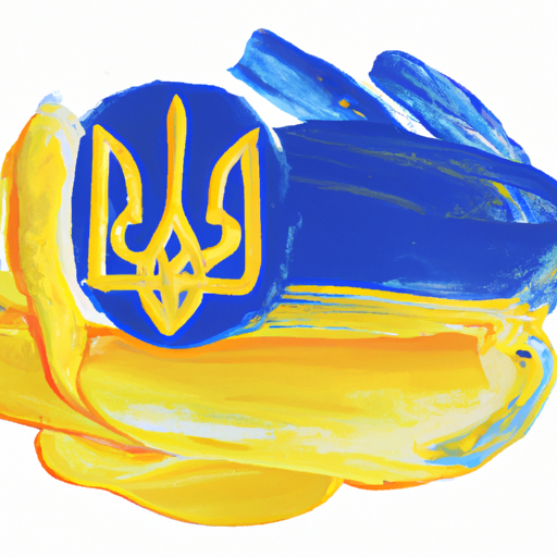 High Quality Ukraine Flag with tryzub Blank Meme Template