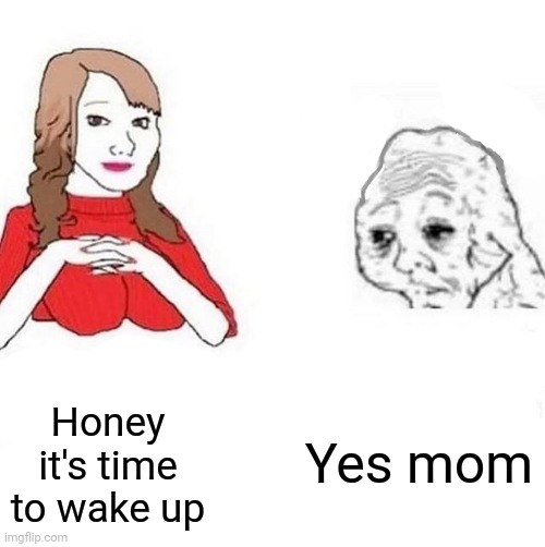 honey it's time to x | Yes mom; Honey it's time to wake up | image tagged in honey it's time to x | made w/ Imgflip meme maker