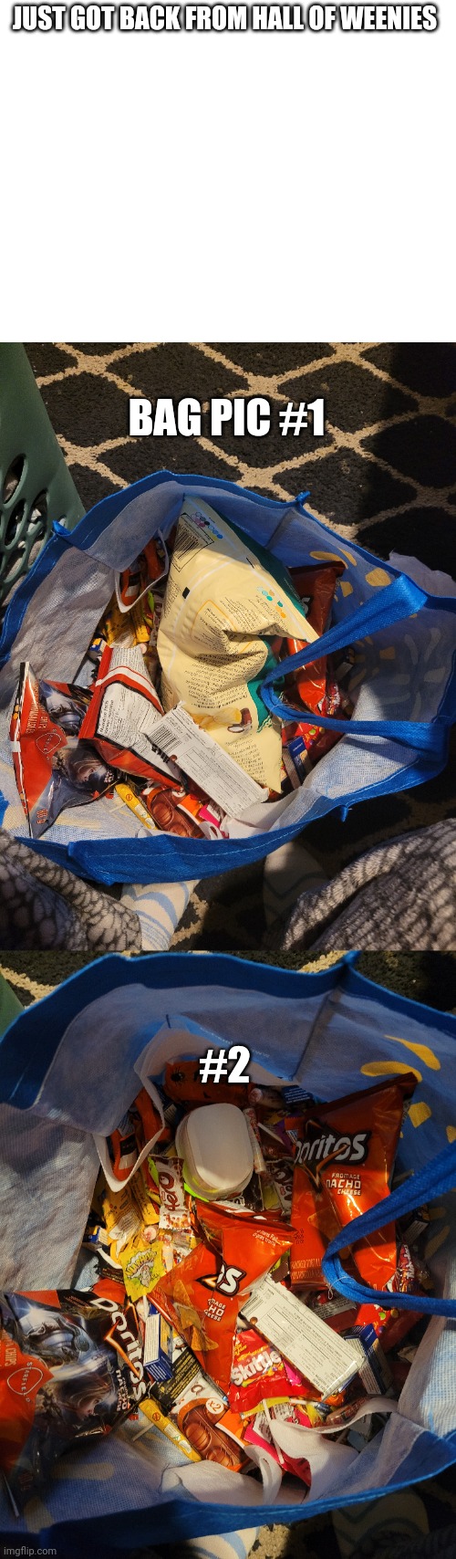 got some American KitKats and a few decent sweets | JUST GOT BACK FROM HALL OF WEENIES; BAG PIC #1; #2 | made w/ Imgflip meme maker