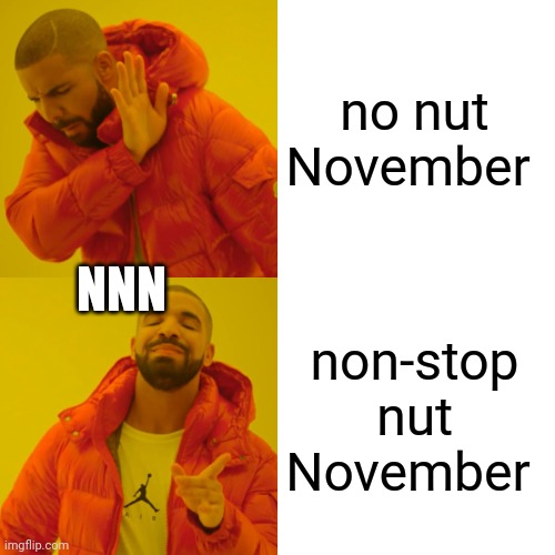 what do you guys think? | no nut November; NNN; non-stop nut November | image tagged in memes,drake hotline bling,nnn | made w/ Imgflip meme maker