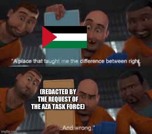 megamind right and wrong | (REDACTED BY THE REQUEST OF THE AZA TASK FORCE) | image tagged in megamind right and wrong | made w/ Imgflip meme maker
