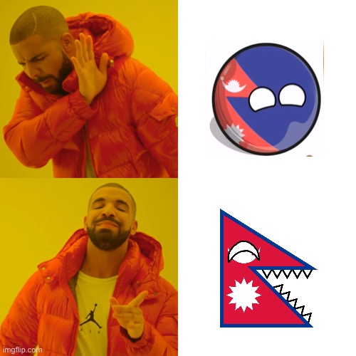 Nepalrawr is better than Nepal Ball | image tagged in memes,drake hotline bling,nepal,countryballs | made w/ Imgflip meme maker