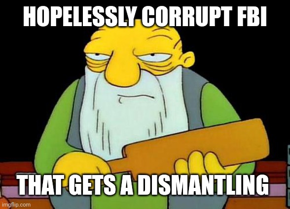 That's a paddlin' Meme | HOPELESSLY CORRUPT FBI THAT GETS A DISMANTLING | image tagged in memes,that's a paddlin' | made w/ Imgflip meme maker