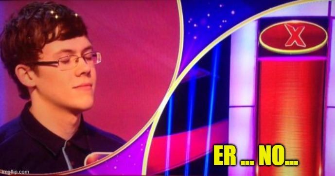 pointless incorrect answer | ER ... NO... | image tagged in pointless incorrect answer | made w/ Imgflip meme maker