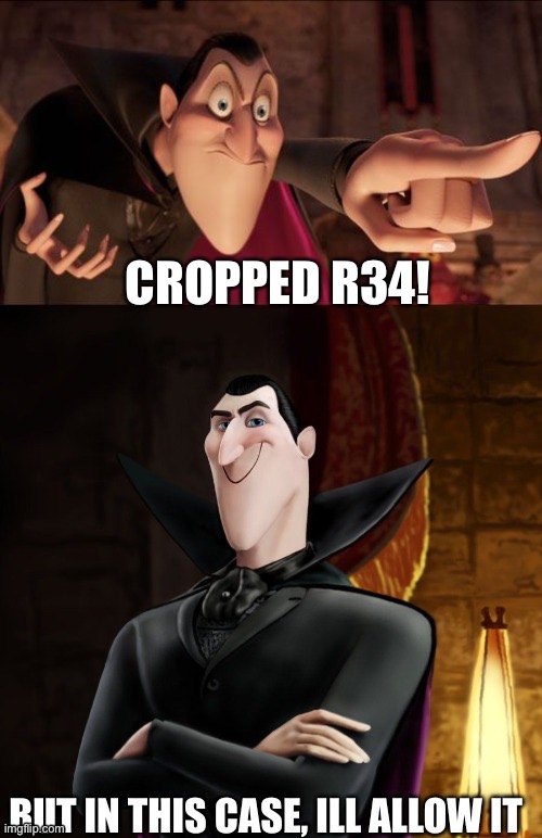 dracula calling you out but giving you a pass | CROPPED R34! | image tagged in dracula calling you out but giving you a pass | made w/ Imgflip meme maker