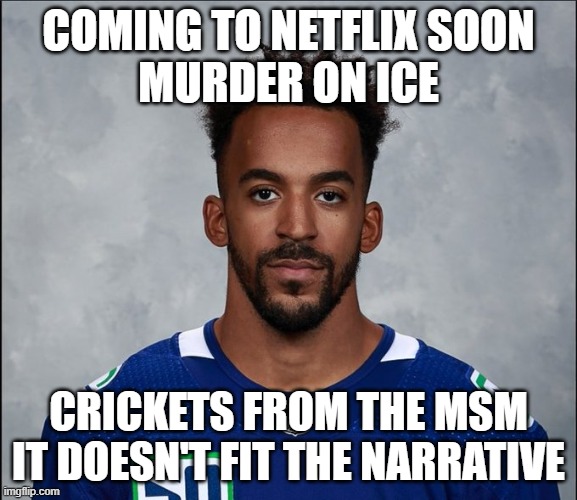 Murder On Ice | COMING TO NETFLIX SOON
MURDER ON ICE; CRICKETS FROM THE MSM
IT DOESN'T FIT THE NARRATIVE | image tagged in murder on ice | made w/ Imgflip meme maker