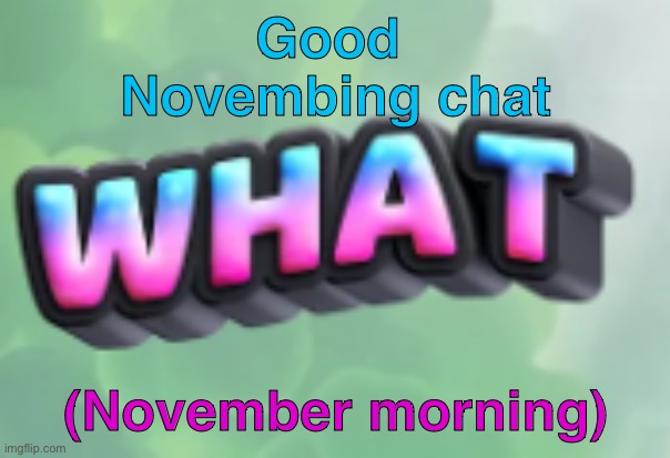 what | Good 
Novembing chat; (November morning) | image tagged in what | made w/ Imgflip meme maker