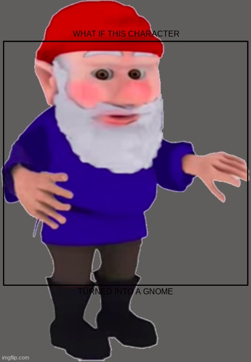 1st template of november | WHAT IF THIS CHARACTER; TURNED INTO A GNOME | image tagged in gnome,brand new template,new template | made w/ Imgflip meme maker