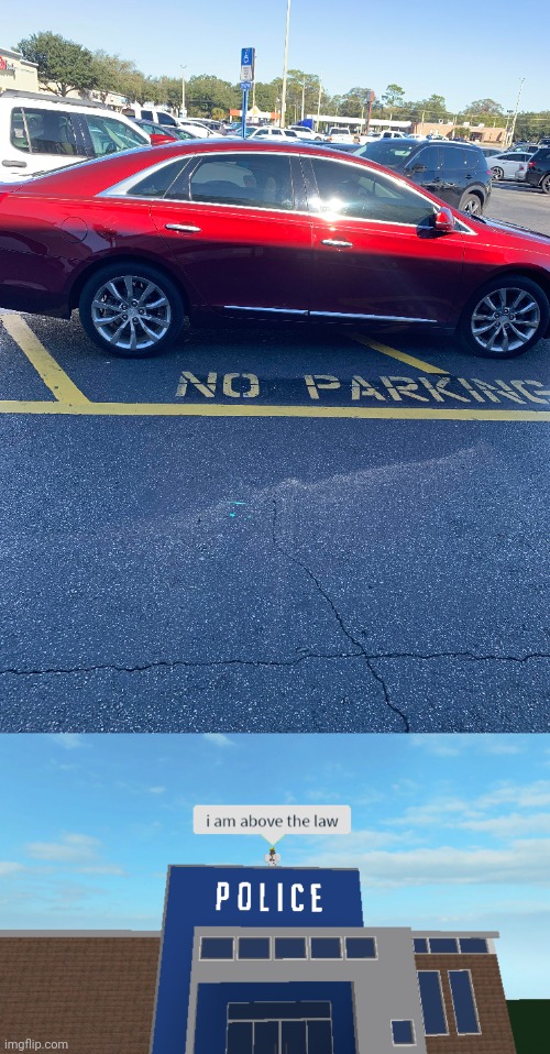 Car parked | image tagged in i am above the law,car,parking lot,you had one job,memes,parking | made w/ Imgflip meme maker