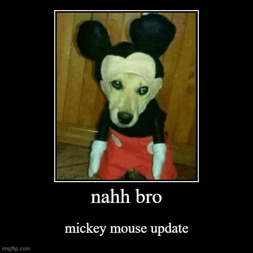 nahh bro | mickey mouse update | image tagged in funny,demotivationals | made w/ Imgflip demotivational maker