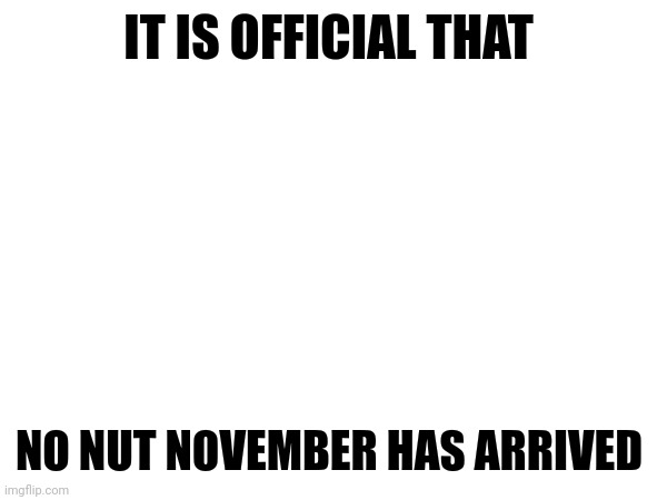 IT IS OFFICIAL THAT; NO NUT NOVEMBER HAS ARRIVED | made w/ Imgflip meme maker