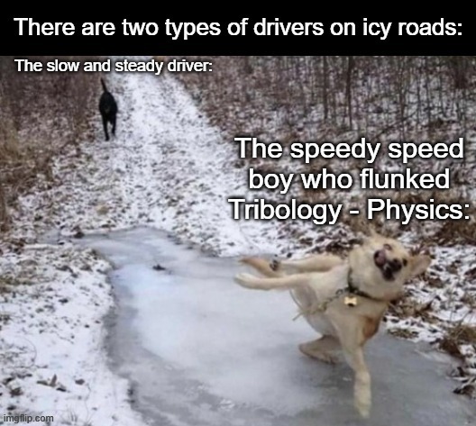 4 Wheel Drive Doesn't Mean 4 Wheel Stop... | image tagged in funny,memes,dogs,roads,driving,slippery | made w/ Imgflip meme maker