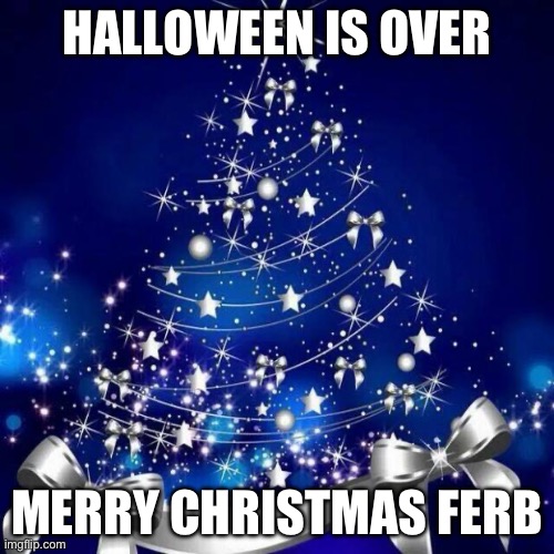 Merry Christmas | HALLOWEEN IS OVER; MERRY CHRISTMAS FERB | image tagged in merry christmas | made w/ Imgflip meme maker