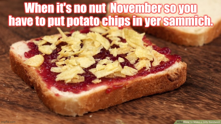 NNN | When it's no nut  November so you have to put potato chips in yer sammich. | image tagged in put it in,your mouth,nnn | made w/ Imgflip meme maker
