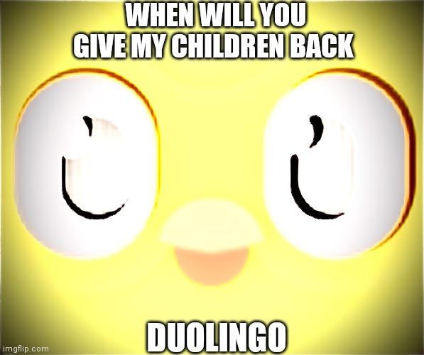 You missed your Spanish lesson | WHEN WILL YOU GIVE MY CHILDREN BACK; DUOLINGO | image tagged in you missed your spanish lesson | made w/ Imgflip meme maker