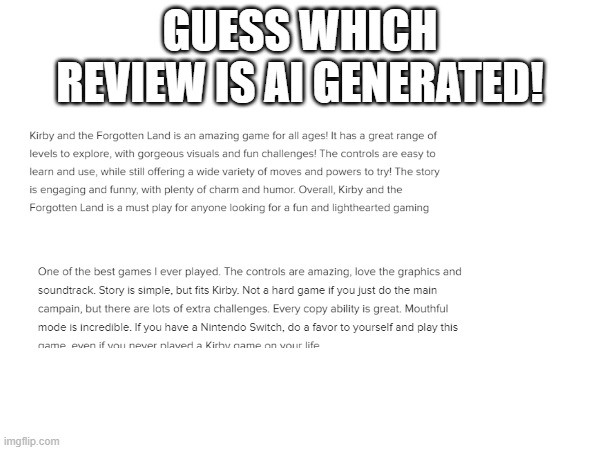 GUESS WHICH REVIEW IS AI GENERATED! | made w/ Imgflip meme maker
