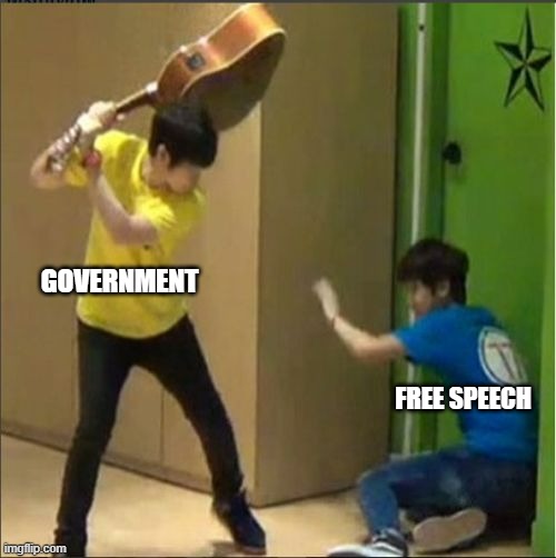 so true | GOVERNMENT; FREE SPEECH | image tagged in kid hits another kid with guitar,funny memes,politics,political meme | made w/ Imgflip meme maker