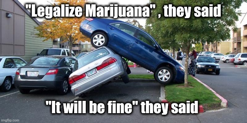 car accident | "Legalize Marijuana" , they said "It will be fine" they said | image tagged in car accident | made w/ Imgflip meme maker