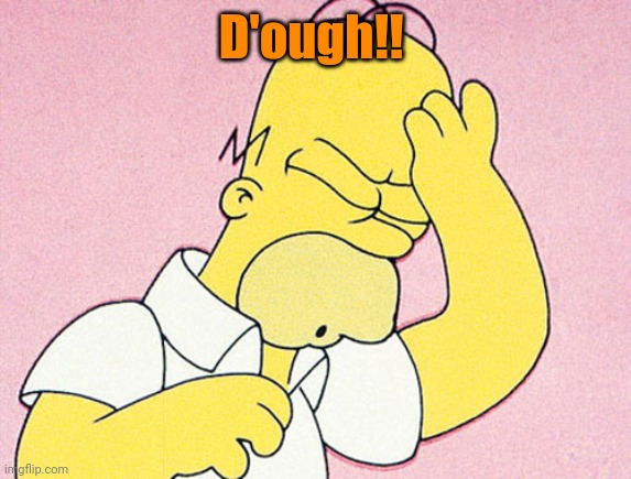 Homer Simpson D'oh | D'ough!! | image tagged in homer simpson d'oh | made w/ Imgflip meme maker