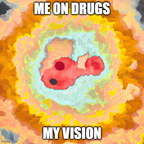 on drugs | ME ON DRUGS; MY VISION | image tagged in drugs,hype | made w/ Imgflip meme maker