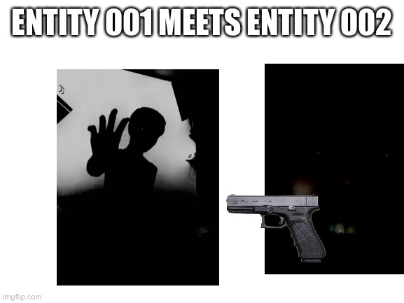 gaygory | ENTITY 001 MEETS ENTITY 002 | image tagged in blank white template | made w/ Imgflip meme maker