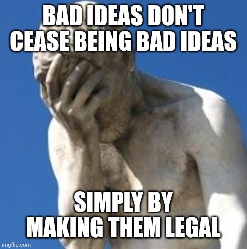 Bad Idea | BAD IDEAS DON'T CEASE BEING BAD IDEAS; SIMPLY BY MAKING THEM LEGAL | image tagged in bad idea | made w/ Imgflip meme maker