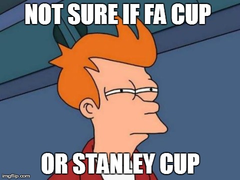 Futurama Fry Meme | NOT SURE IF FA CUP  OR STANLEY CUP | image tagged in memes,futurama fry | made w/ Imgflip meme maker