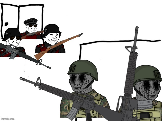 High Quality Eroican Soldiers Fighting the Anti-Fandom Wehrmacht Blank Meme Template