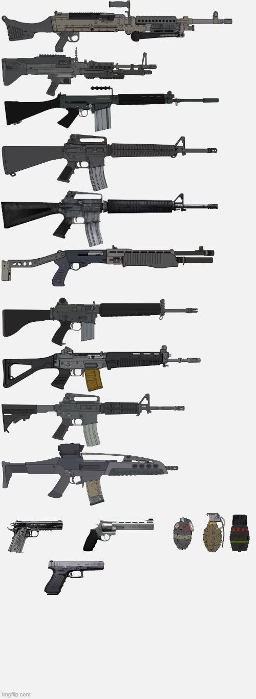 List of Eroican Infantry Weapons of World War IV | image tagged in short white template,pro-fandom,military,weapons,firearms,war | made w/ Imgflip meme maker