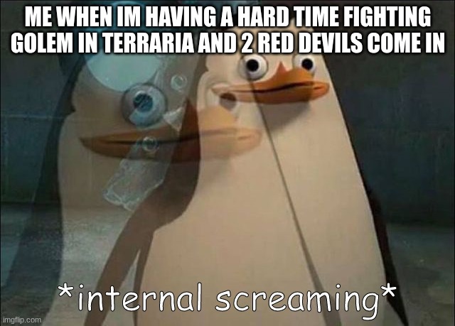 my jungle temple is at the top of hell, so yea | ME WHEN IM HAVING A HARD TIME FIGHTING GOLEM IN TERRARIA AND 2 RED DEVILS COME IN | image tagged in private internal screaming,terraria,unlimitedfunn | made w/ Imgflip meme maker