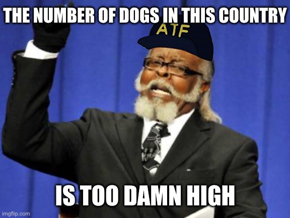 Too Damn High | THE NUMBER OF DOGS IN THIS COUNTRY; IS TOO DAMN HIGH | image tagged in memes,too damn high | made w/ Imgflip meme maker