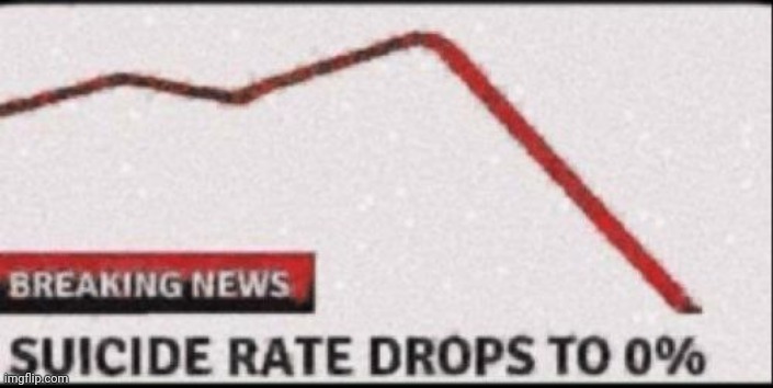 Suicide Rate Drops to Zero | image tagged in suicide rate drops to zero | made w/ Imgflip meme maker