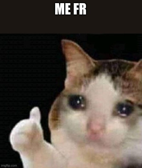 sad thumbs up cat | ME FR | image tagged in sad thumbs up cat | made w/ Imgflip meme maker