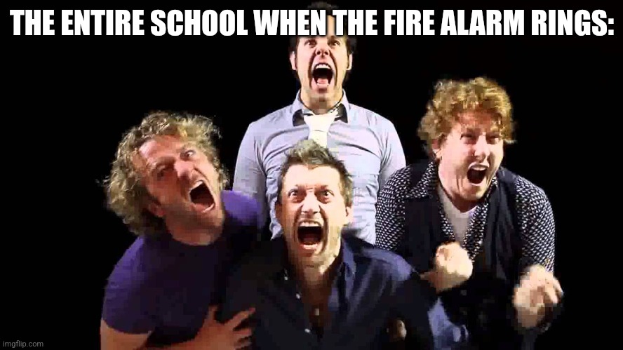 After that chaos it turns out nothing was on fire at all. | THE ENTIRE SCHOOL WHEN THE FIRE ALARM RINGS: | image tagged in school memes | made w/ Imgflip meme maker