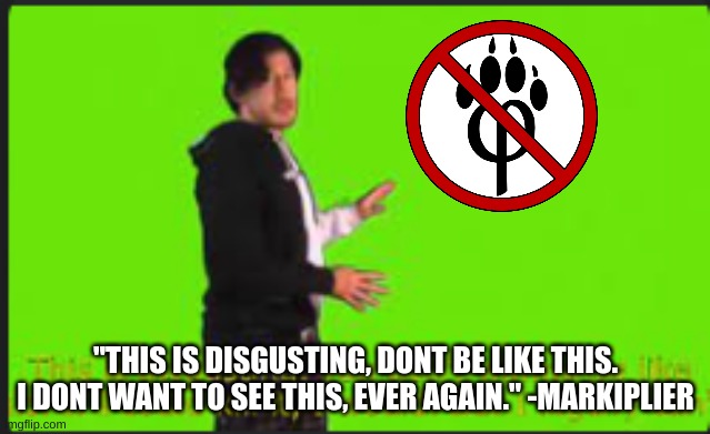 bad anti-fur | "THIS IS DISGUSTING, DONT BE LIKE THIS. I DONT WANT TO SEE THIS, EVER AGAIN." -MARKIPLIER | image tagged in furry | made w/ Imgflip meme maker