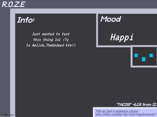 Testing my new announcement temp | Happi; Just wanted to test this thing lol (Ty to Aelish_TheUndead btw!) | image tagged in r o z e's super cool announcement template | made w/ Imgflip meme maker