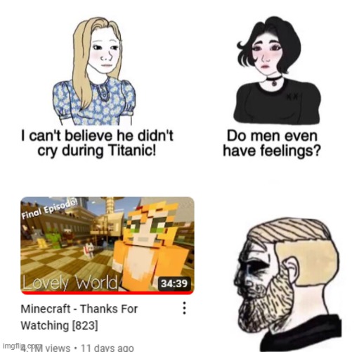 You're not a chad if you didn't watch this man. | image tagged in chad crying,gaming,stampy | made w/ Imgflip meme maker