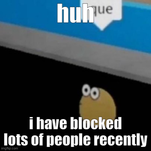 que | huh; i have blocked lots of people recently | image tagged in que | made w/ Imgflip meme maker