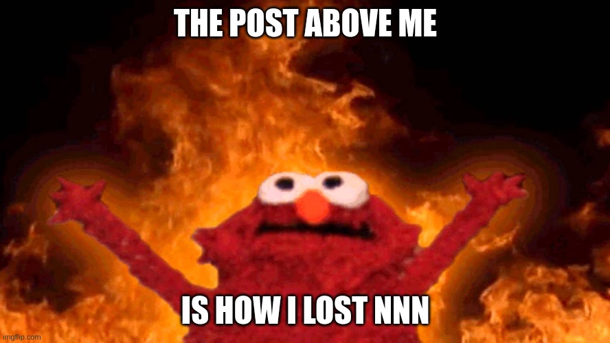 nut | THE POST ABOVE ME; IS HOW I LOST NNN | image tagged in elmo fire,no nut november | made w/ Imgflip meme maker