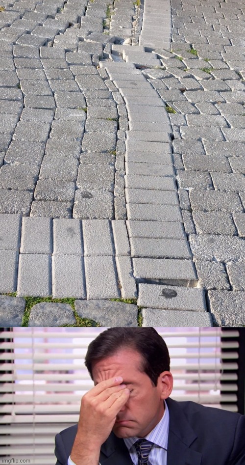 Ground tiles | image tagged in michael scott frustrated,lining,ground,tiles,you had one job,memes | made w/ Imgflip meme maker